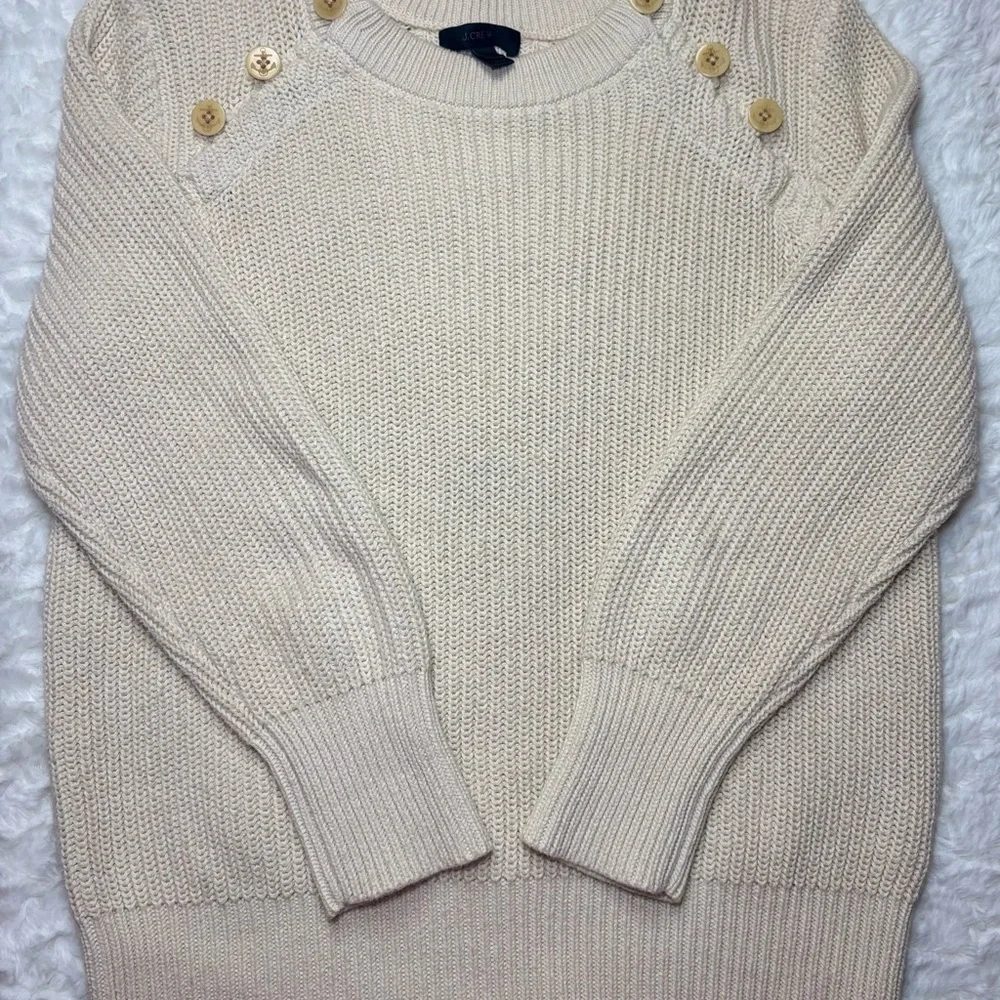 J. Crew Cream Button-Accent Sweater